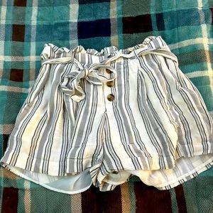 American Eagle paper bag striped shorts